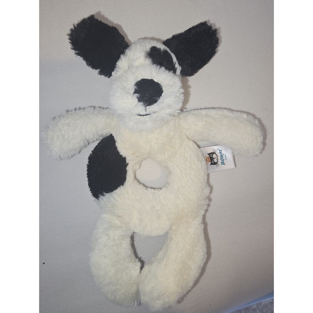 Bashful Black & Cream Puppy Ring Rattle